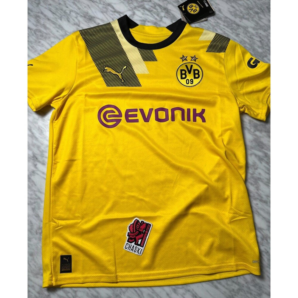 Puma BVB Borussia Dortmund DryCell Soccer Jersey Youth Kids XL Yellow NEW